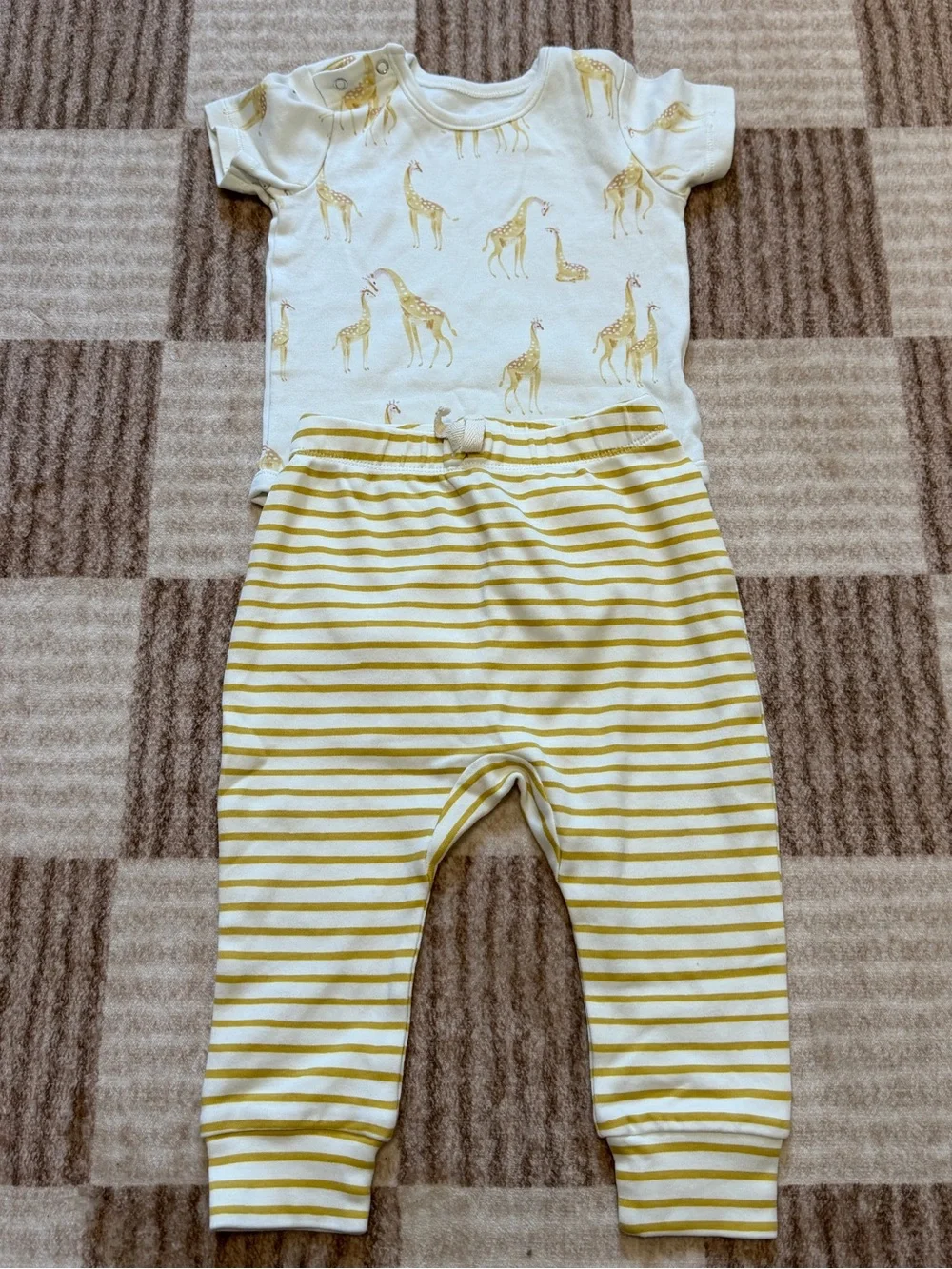 Pehr 12-18 Months Outfit Giraffe Striped Pants Animal Print Boy’s Cotton Set